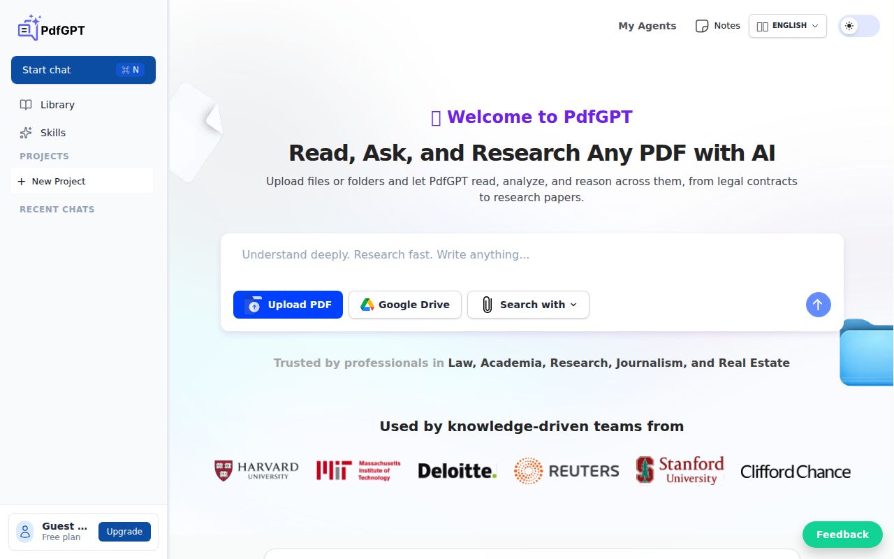 PDF GPT homepage