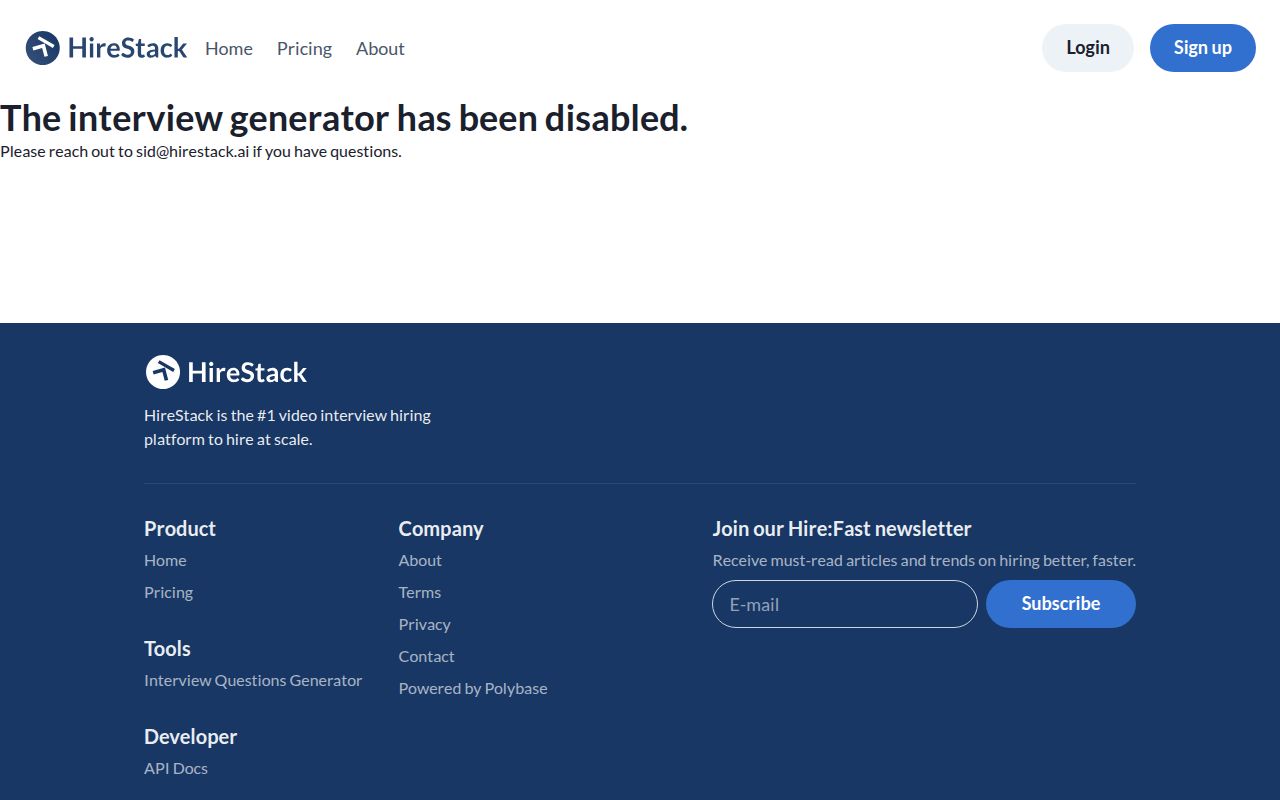 This Interview Does Not Exist Demo – HireStack homepage screenshot