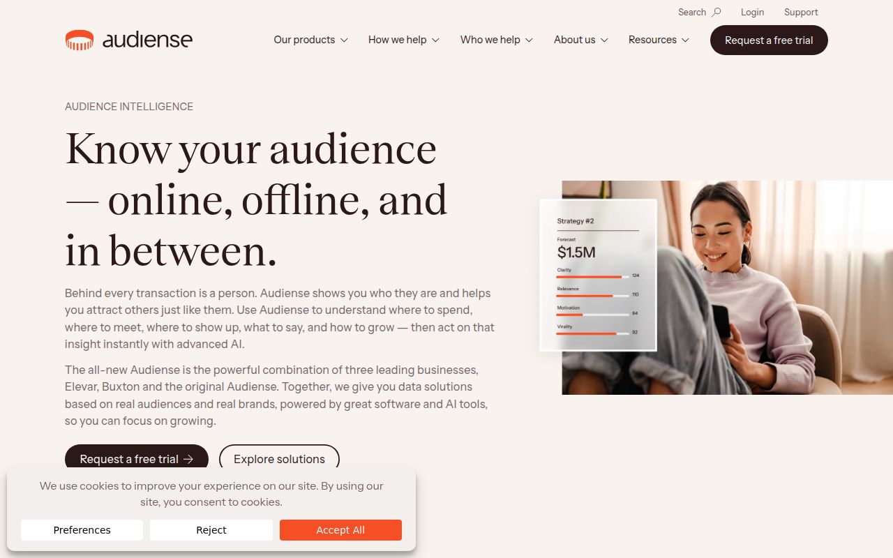 Audiense homepage screenshot