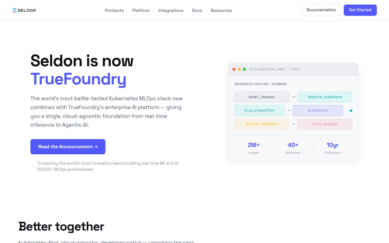 Seldon AI homepage screenshot
