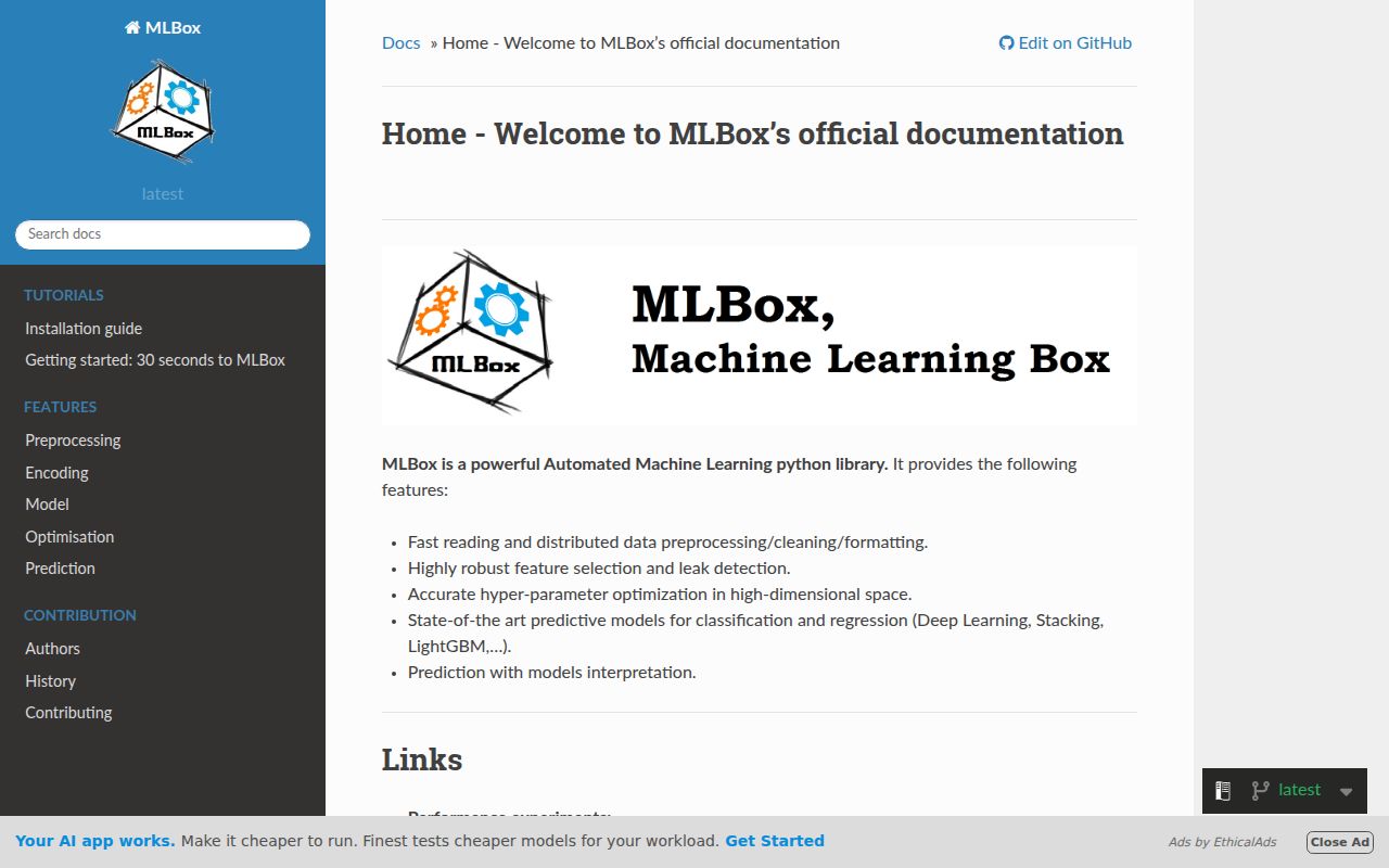 MLbox homepage screenshot