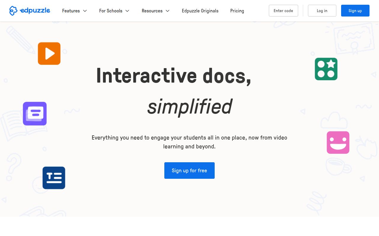 EDpuzzle homepage screenshot