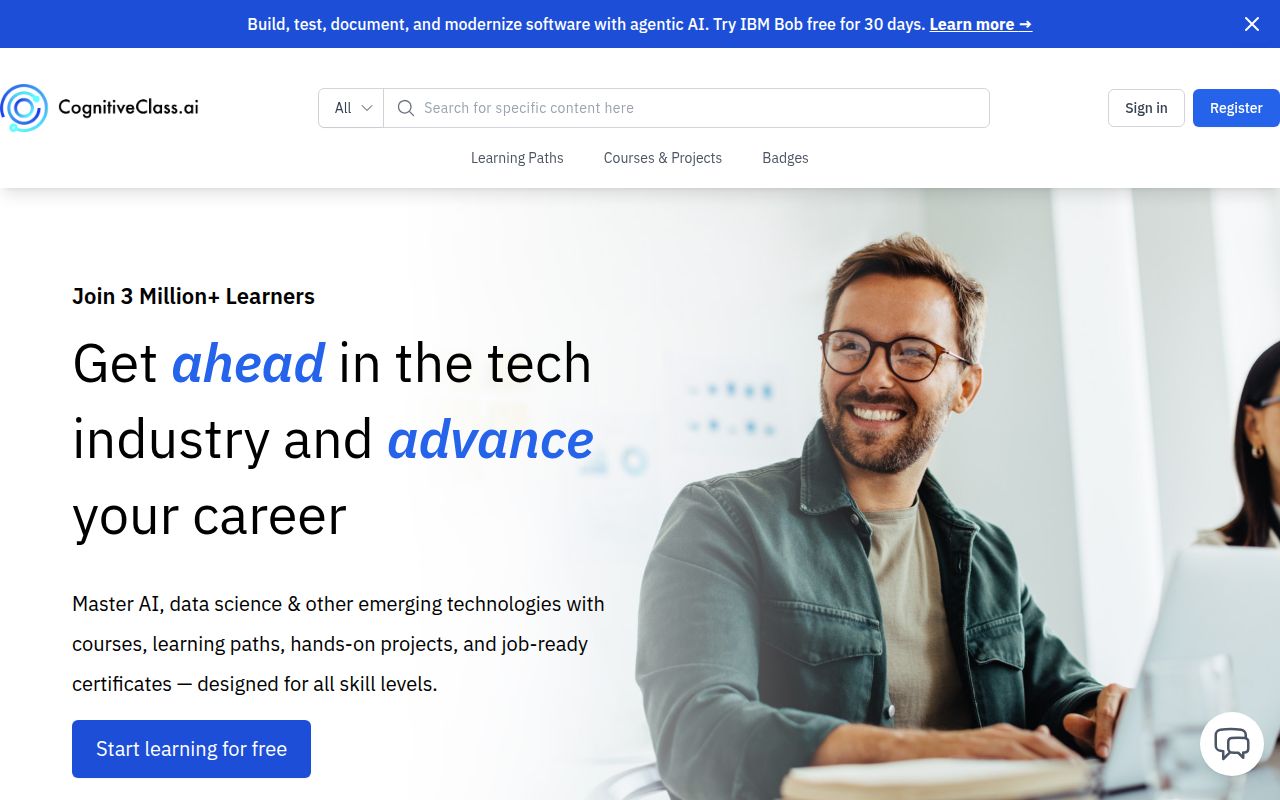 Cognitive Class homepage screenshot