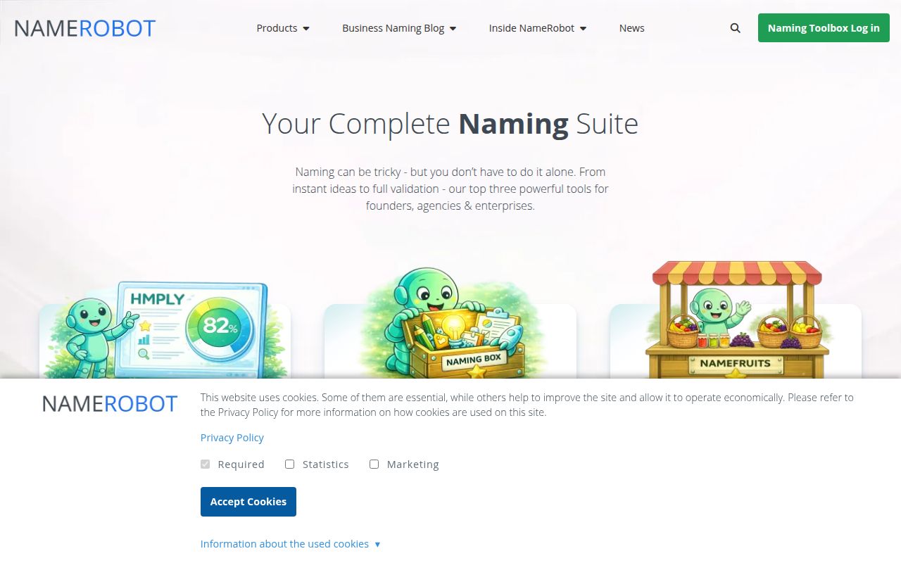 NameRobot homepage