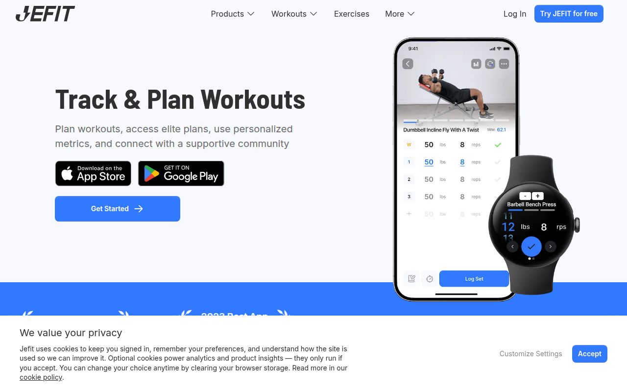 Jefit homepage