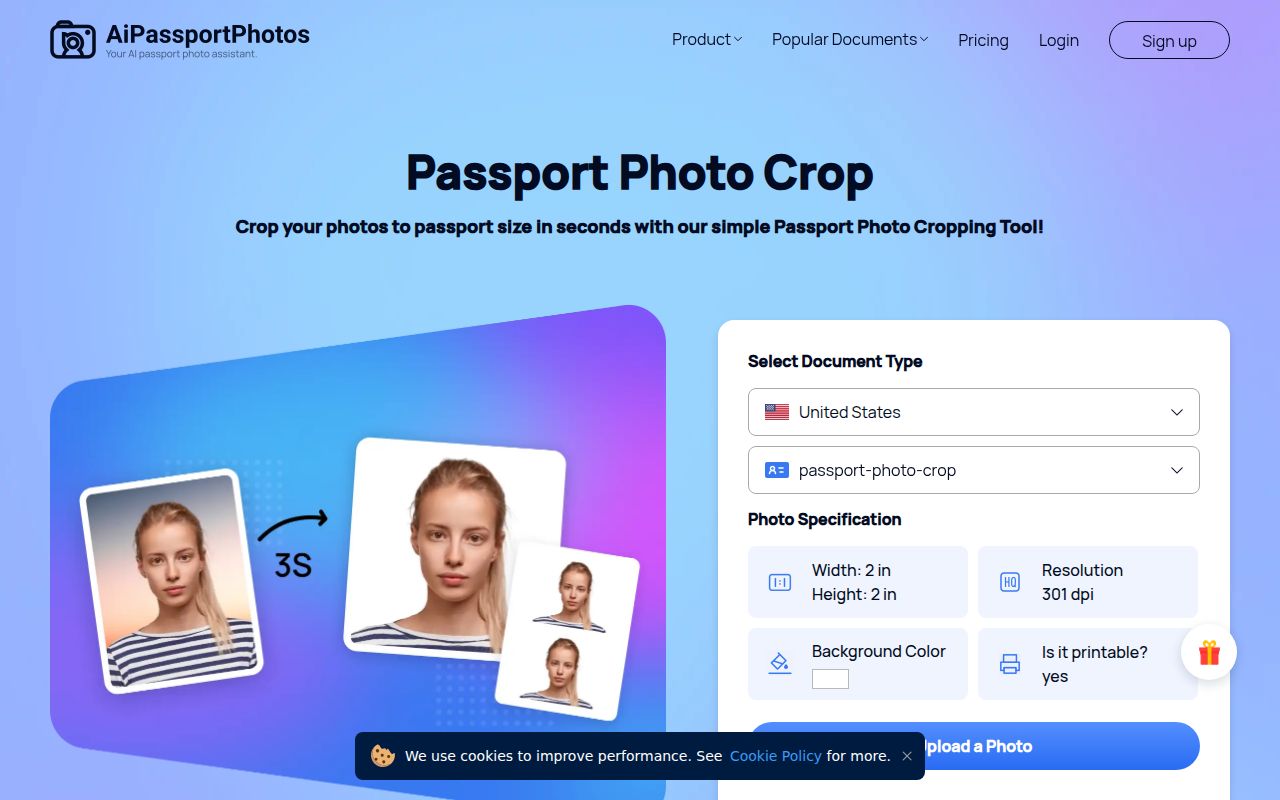 Passport Photo Crop homepage screenshot