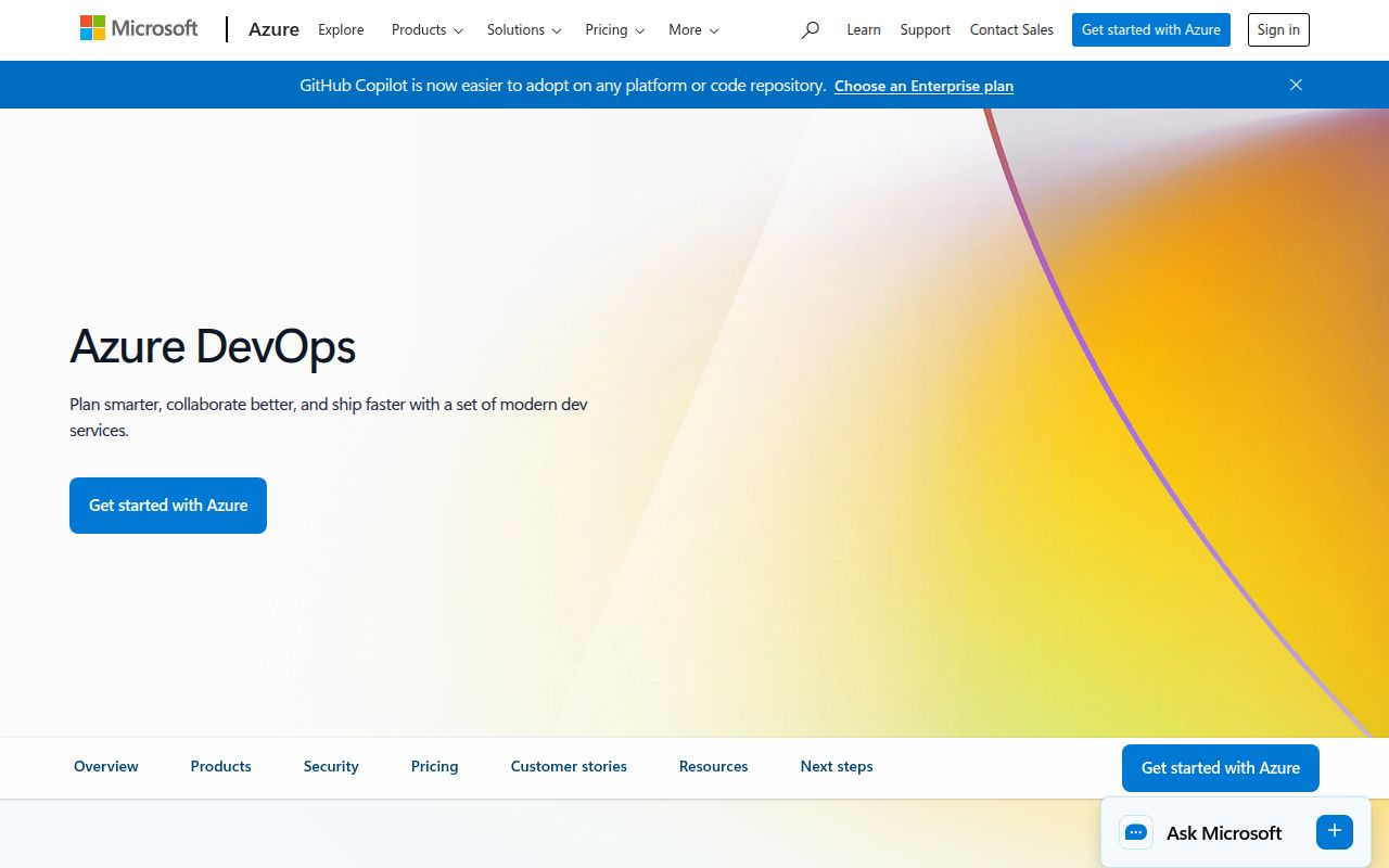 Azure DevOps homepage screenshot