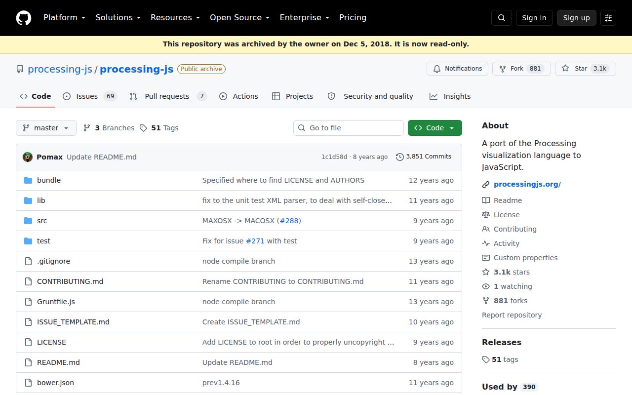 Processing.js homepage screenshot