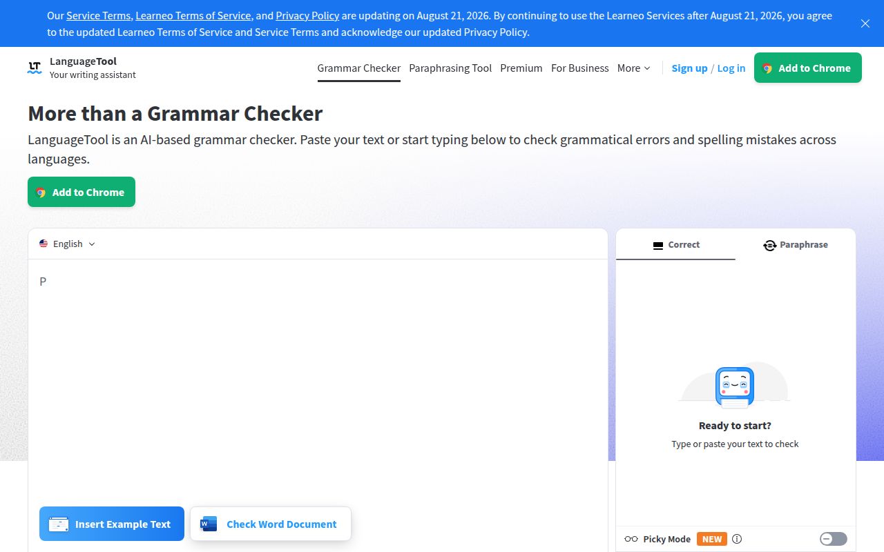 LanguageTool homepage screenshot