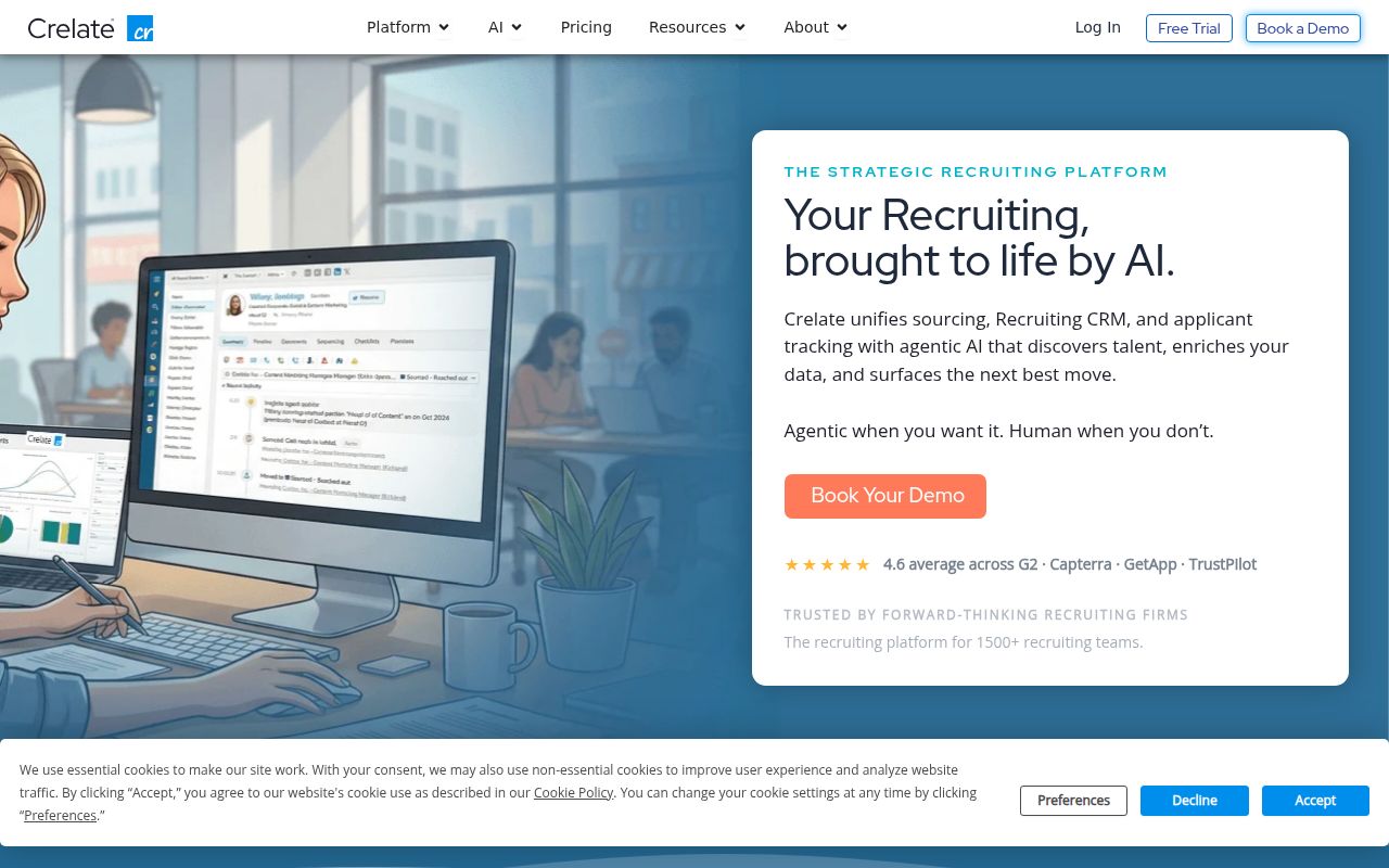 Crelate homepage screenshot