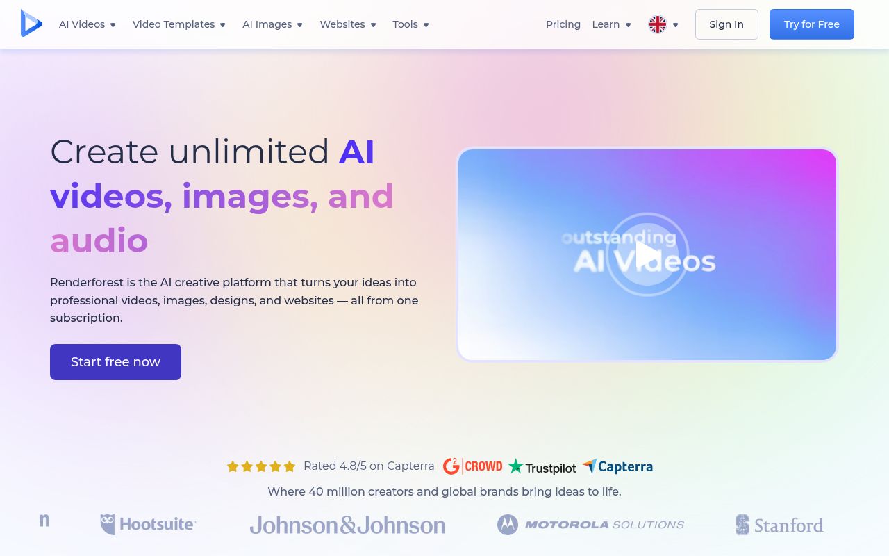 Render Forest AI homepage screenshot