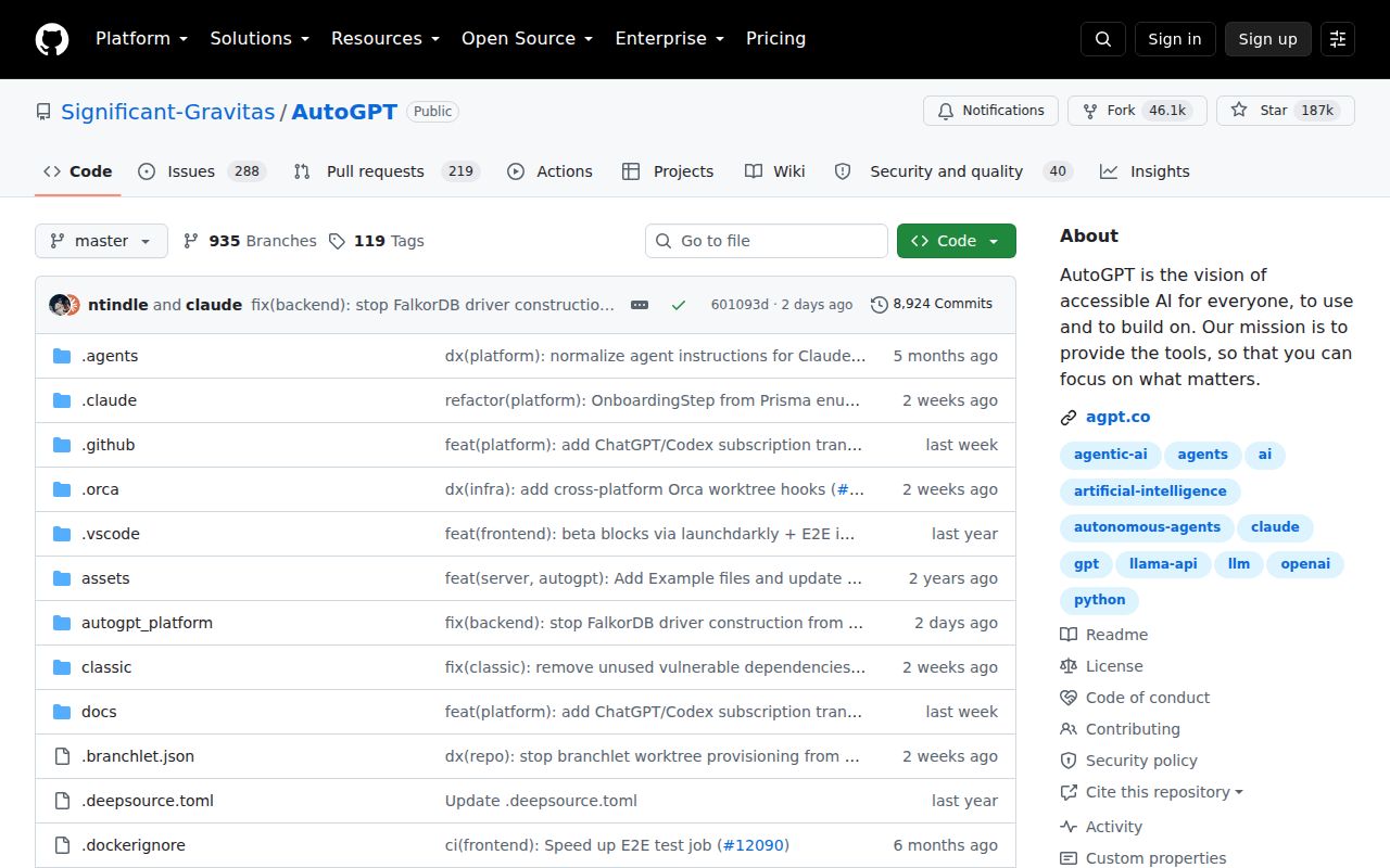 Auto-GPT homepage