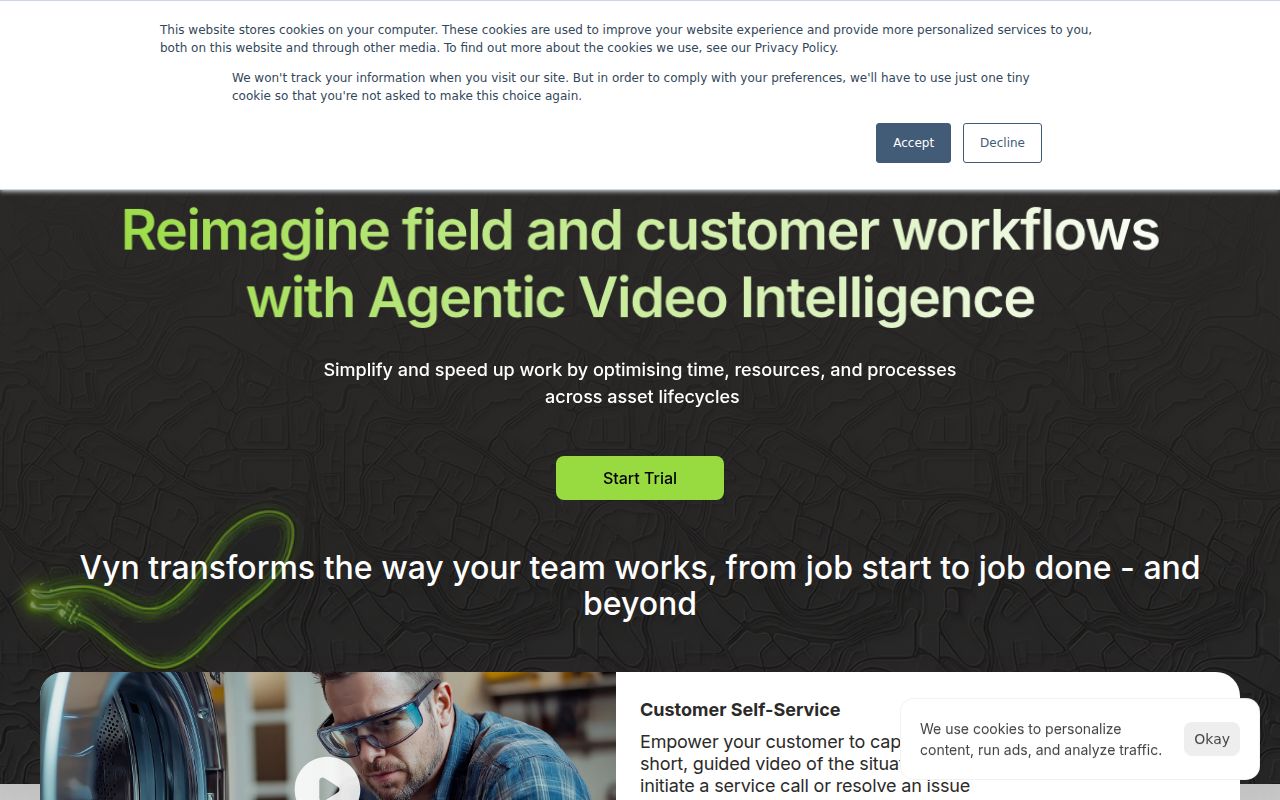 Vyntelligence homepage
