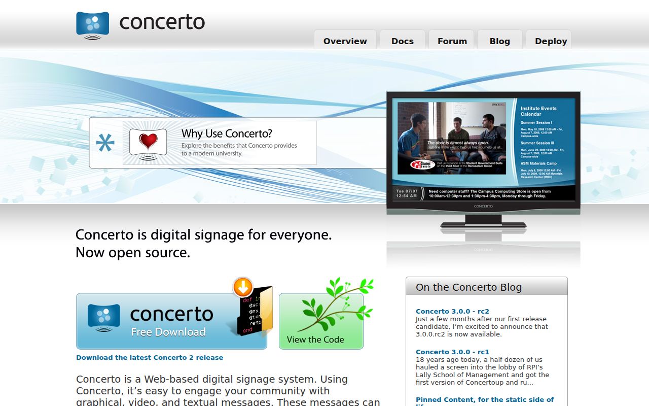 Concerto homepage screenshot
