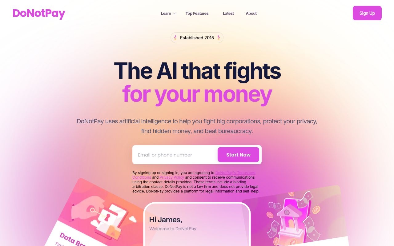 DoNotPay homepage