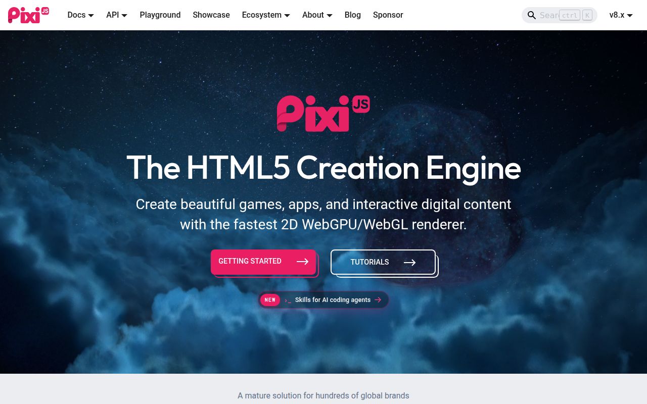 Pixi.js homepage screenshot