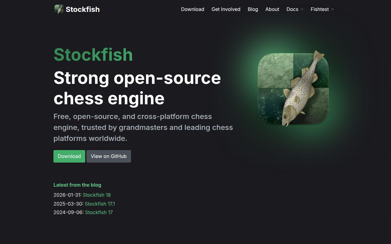 Stockfish homepage screenshot