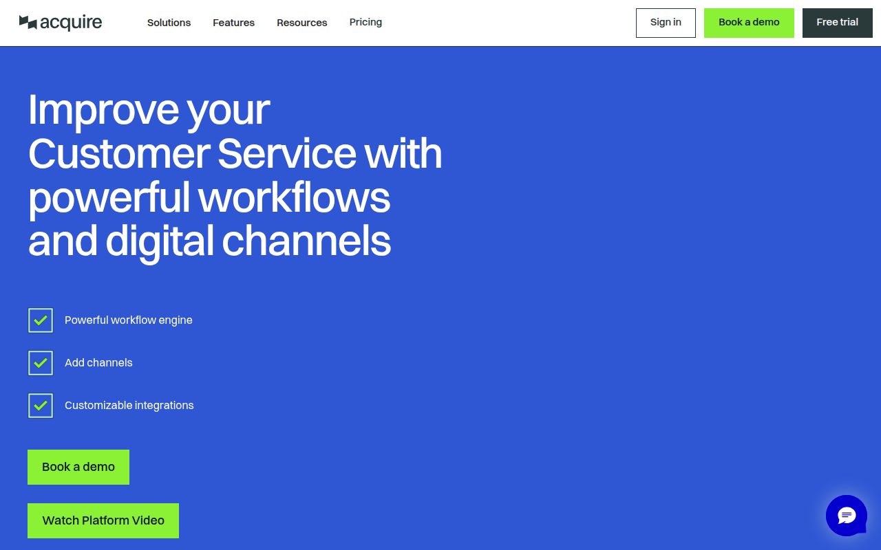 Acquire homepage screenshot
