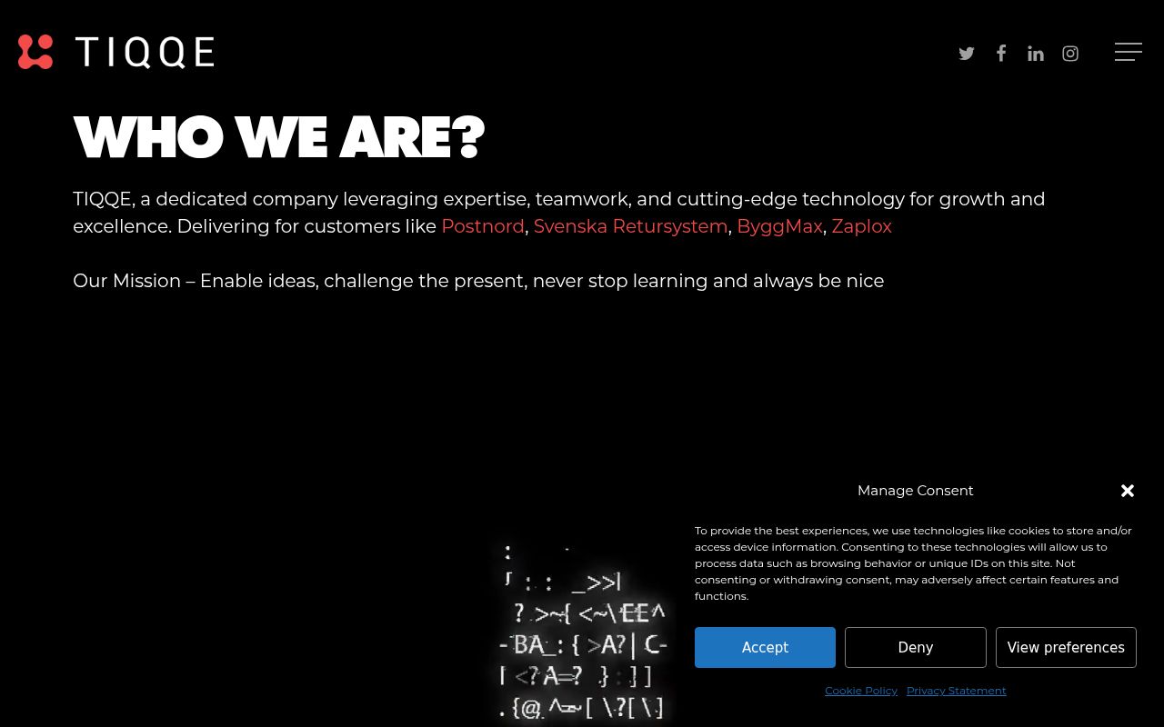 TIQQE homepage screenshot