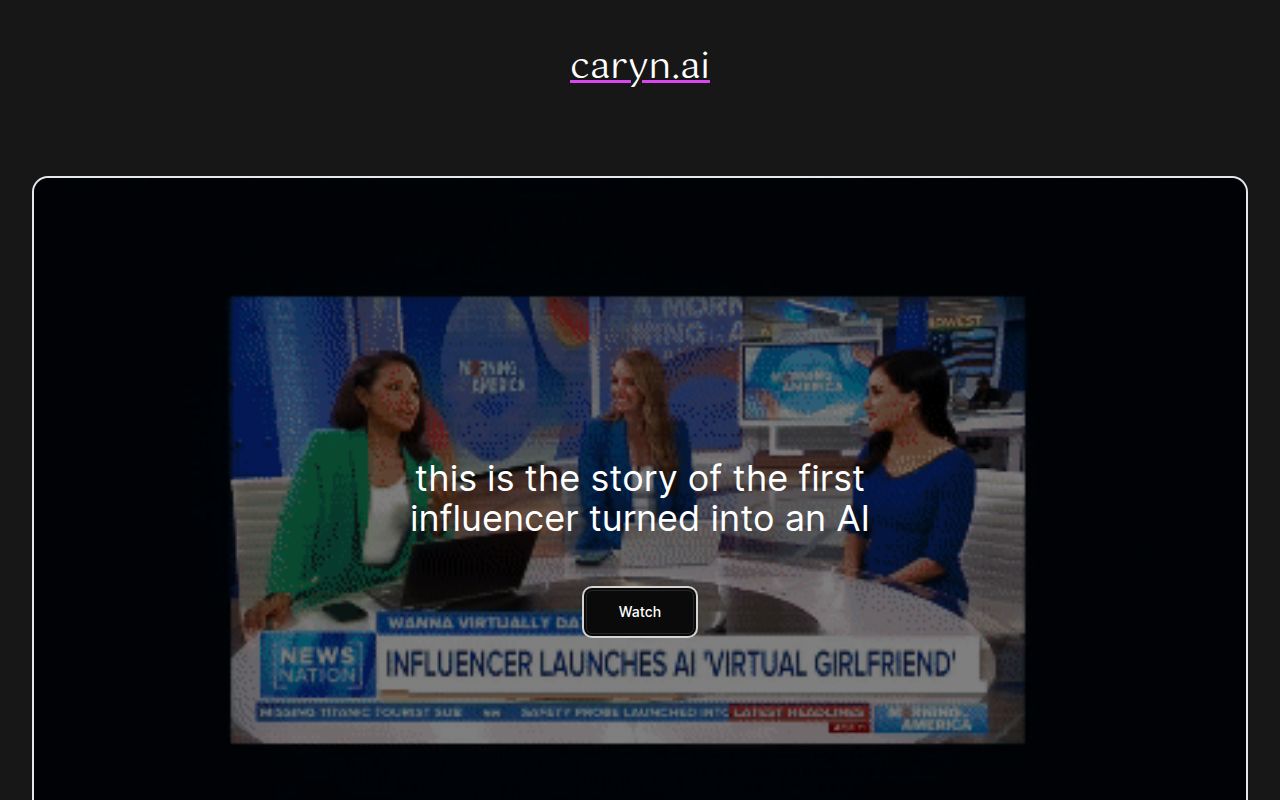 Caryn AI homepage screenshot