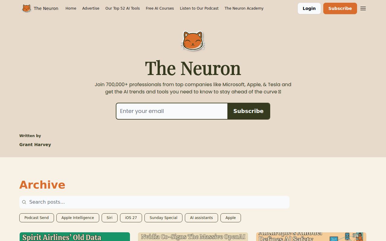 The Neuron homepage screenshot