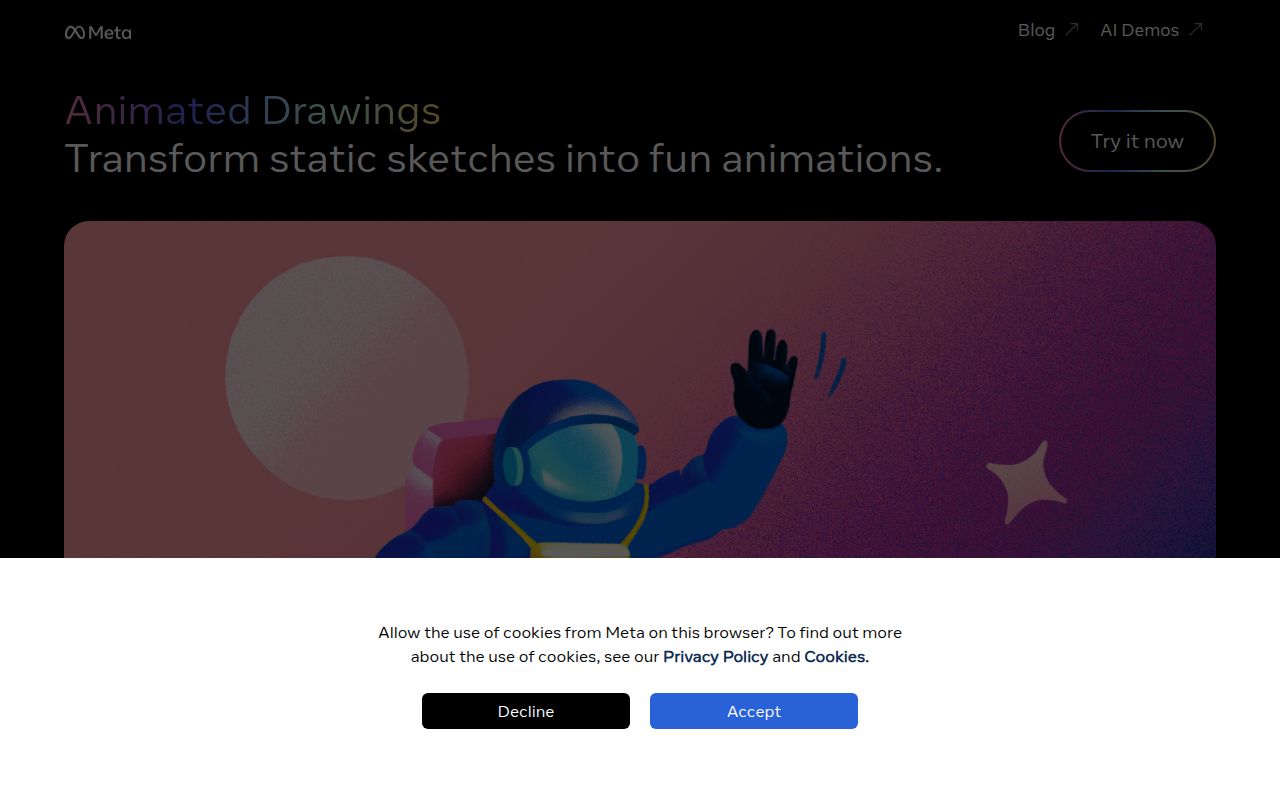 AnimatedDrawings by Meta homepage screenshot