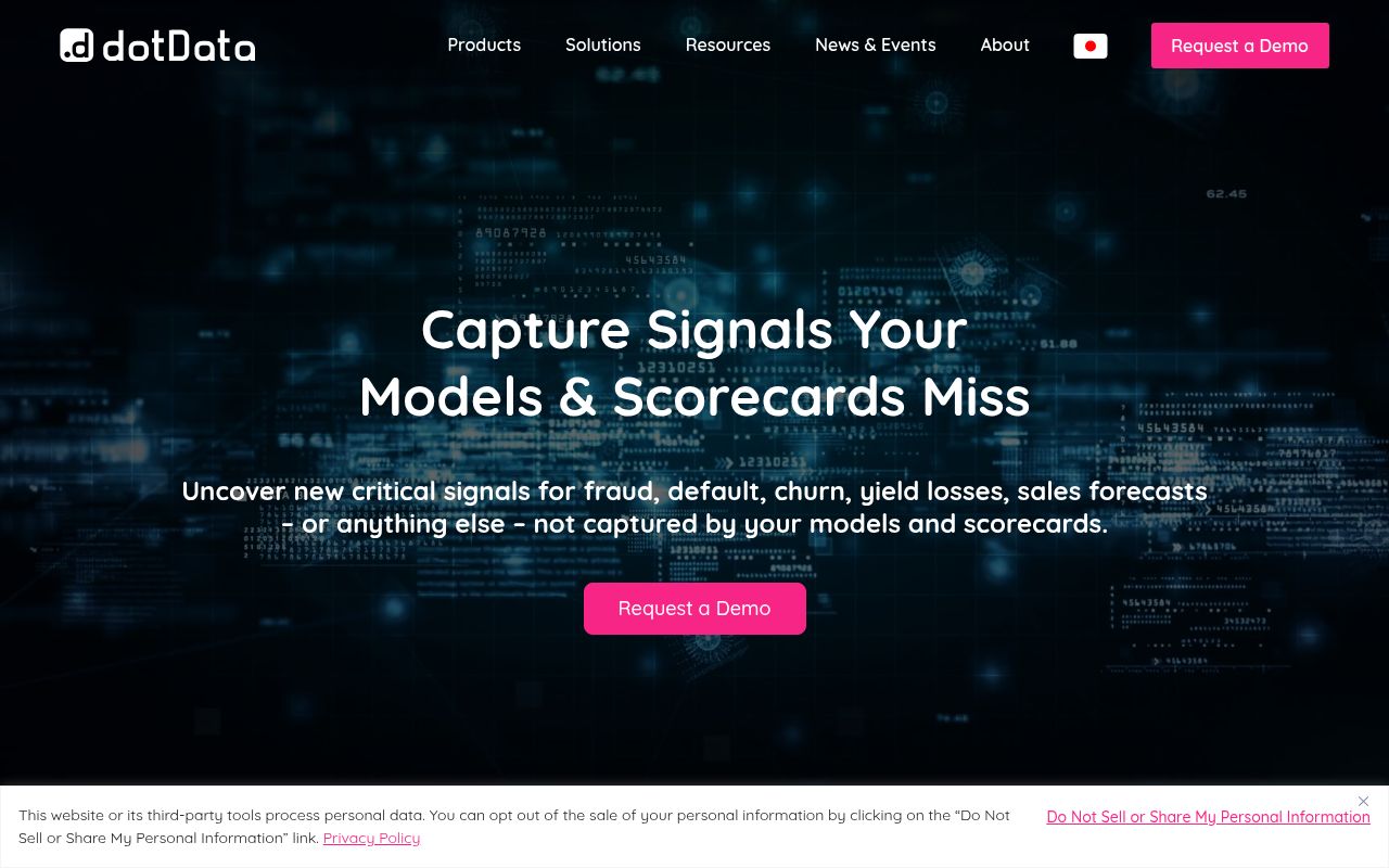 DotData homepage screenshot