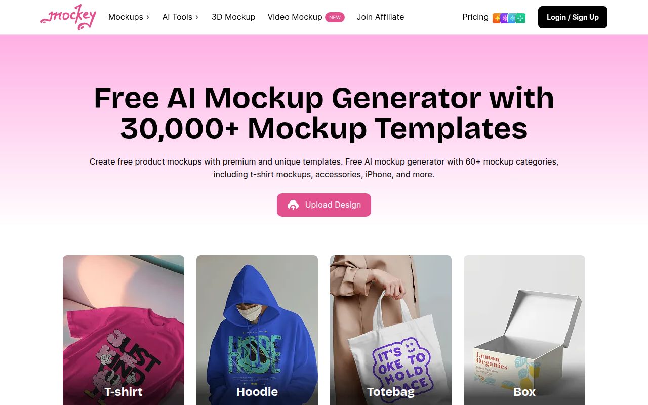 Mockey homepage screenshot