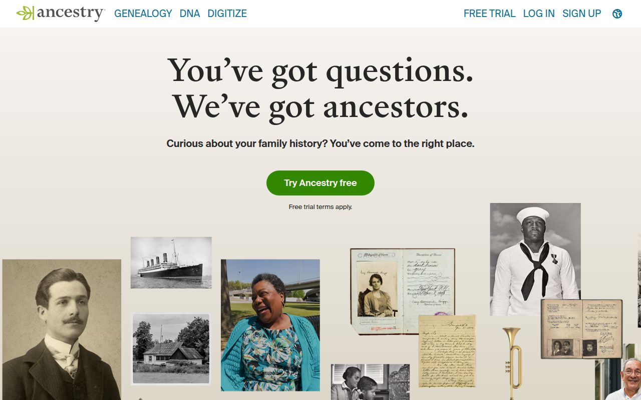 Ancestry homepage