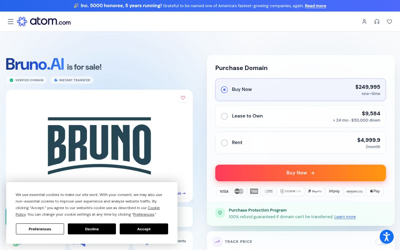 Bruno AI homepage