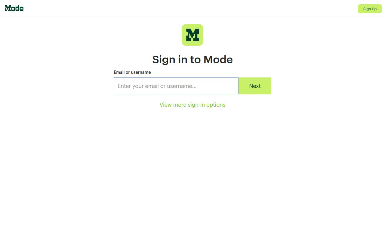 Mode Analytics homepage