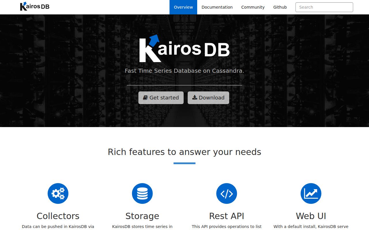 KairosDB homepage screenshot