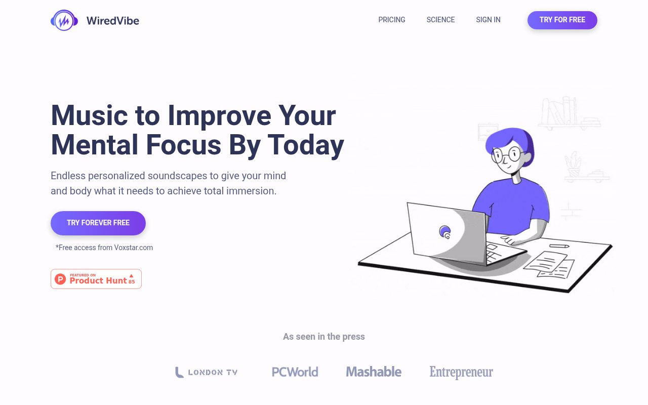 WiredVibe homepage screenshot