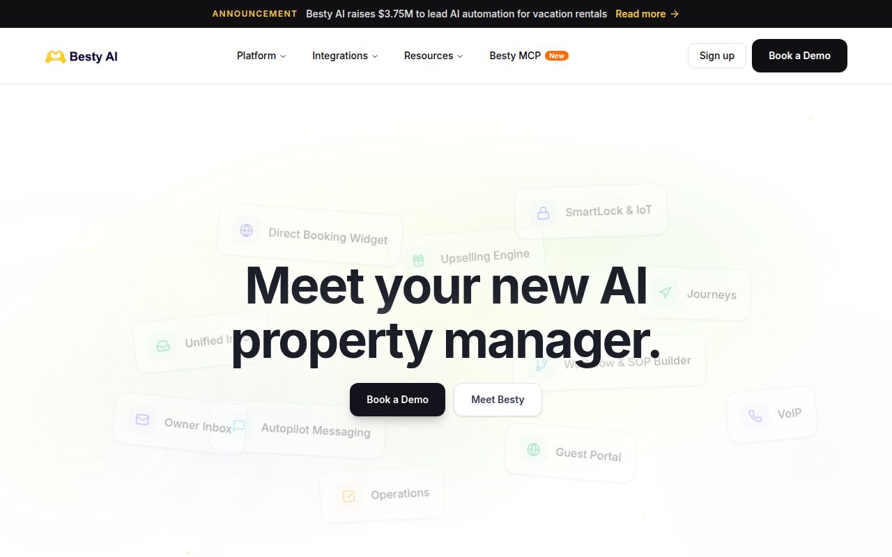 Besty AI homepage screenshot