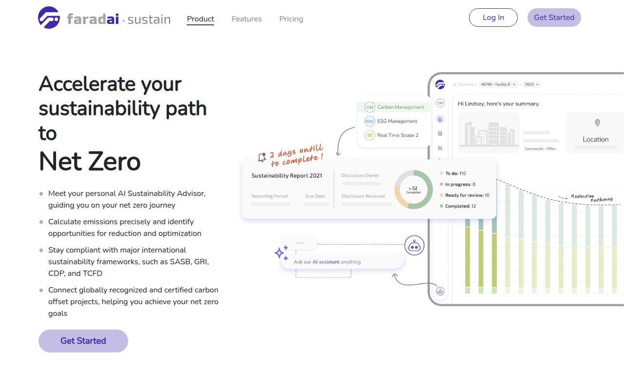 Faradai Sustain homepage screenshot