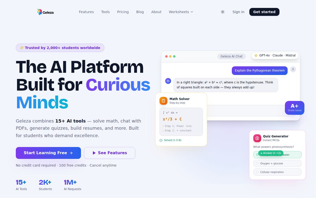Geleza homepage screenshot