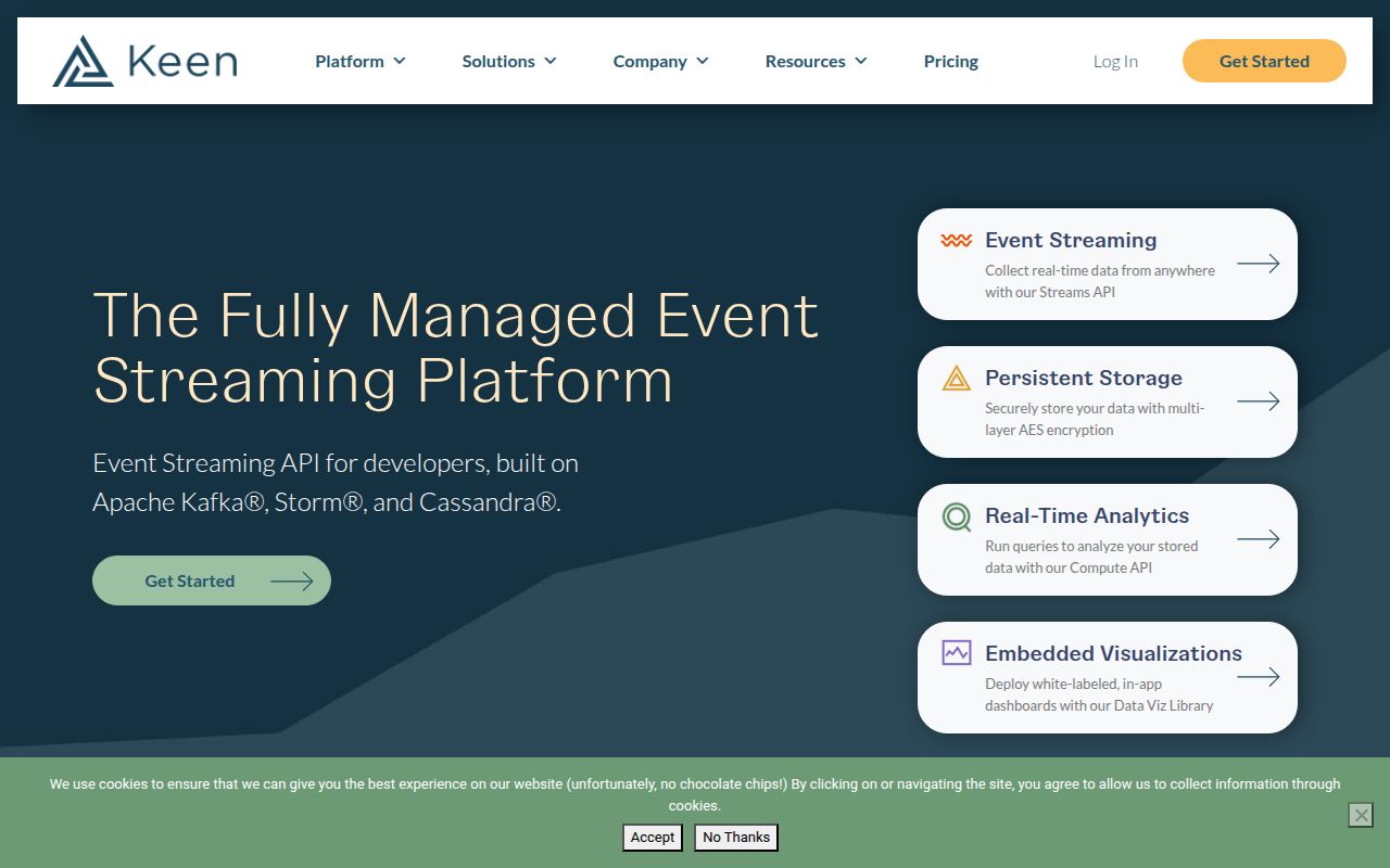 Keen IO homepage screenshot