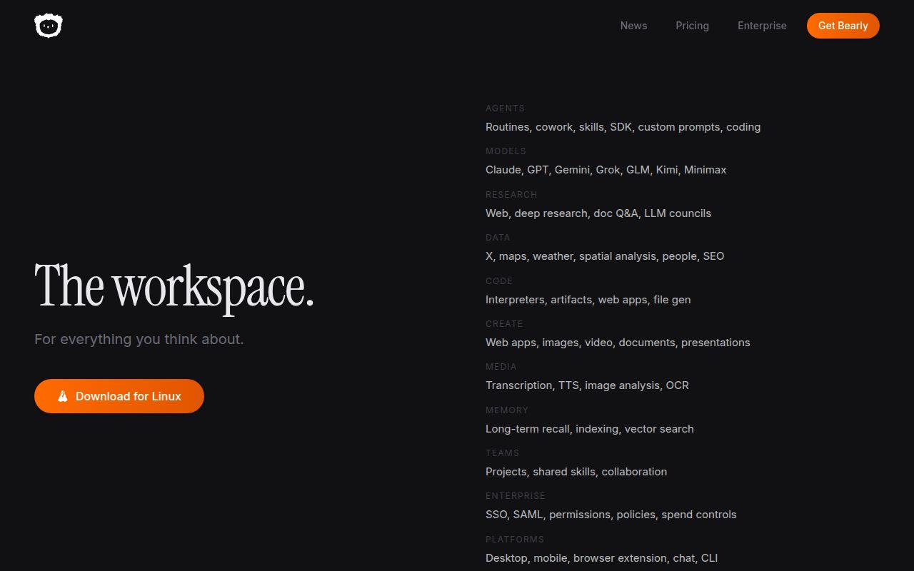 Bearly homepage