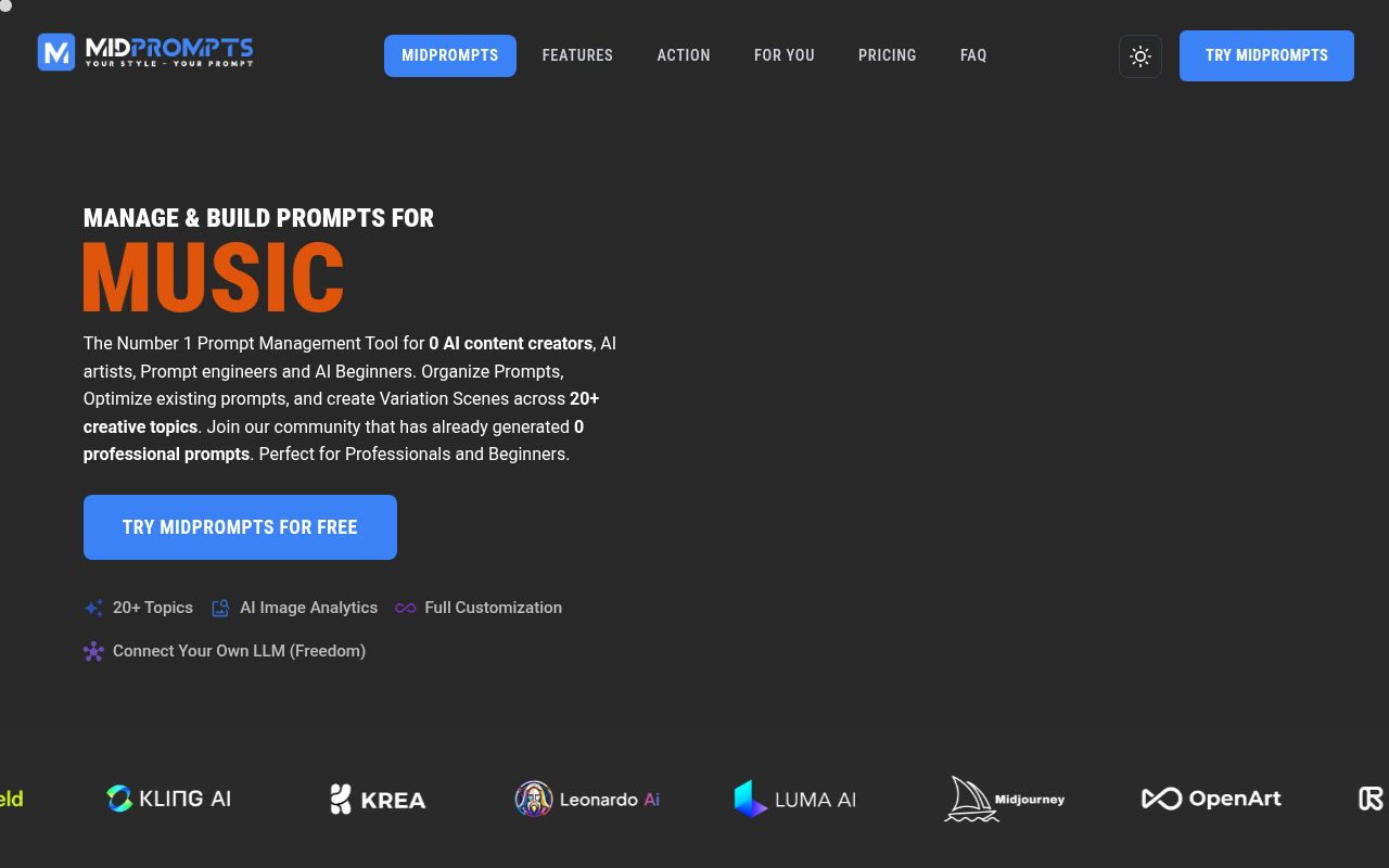 Midprompts homepage screenshot