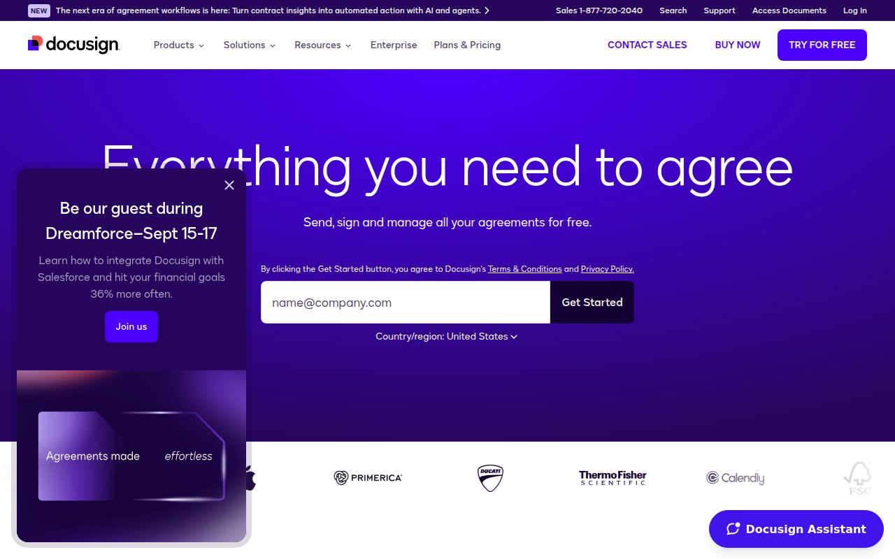DocuSign homepage screenshot