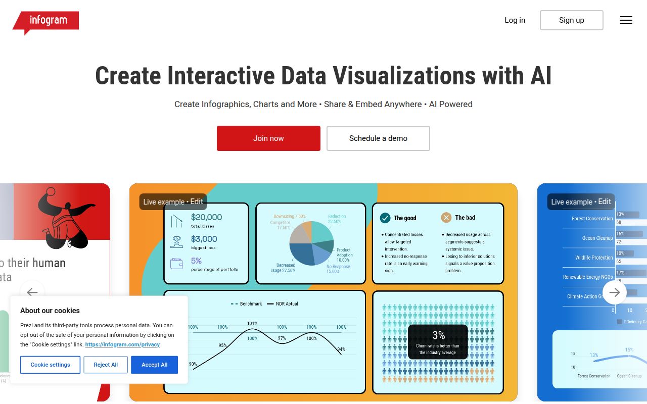 Infogram homepage screenshot