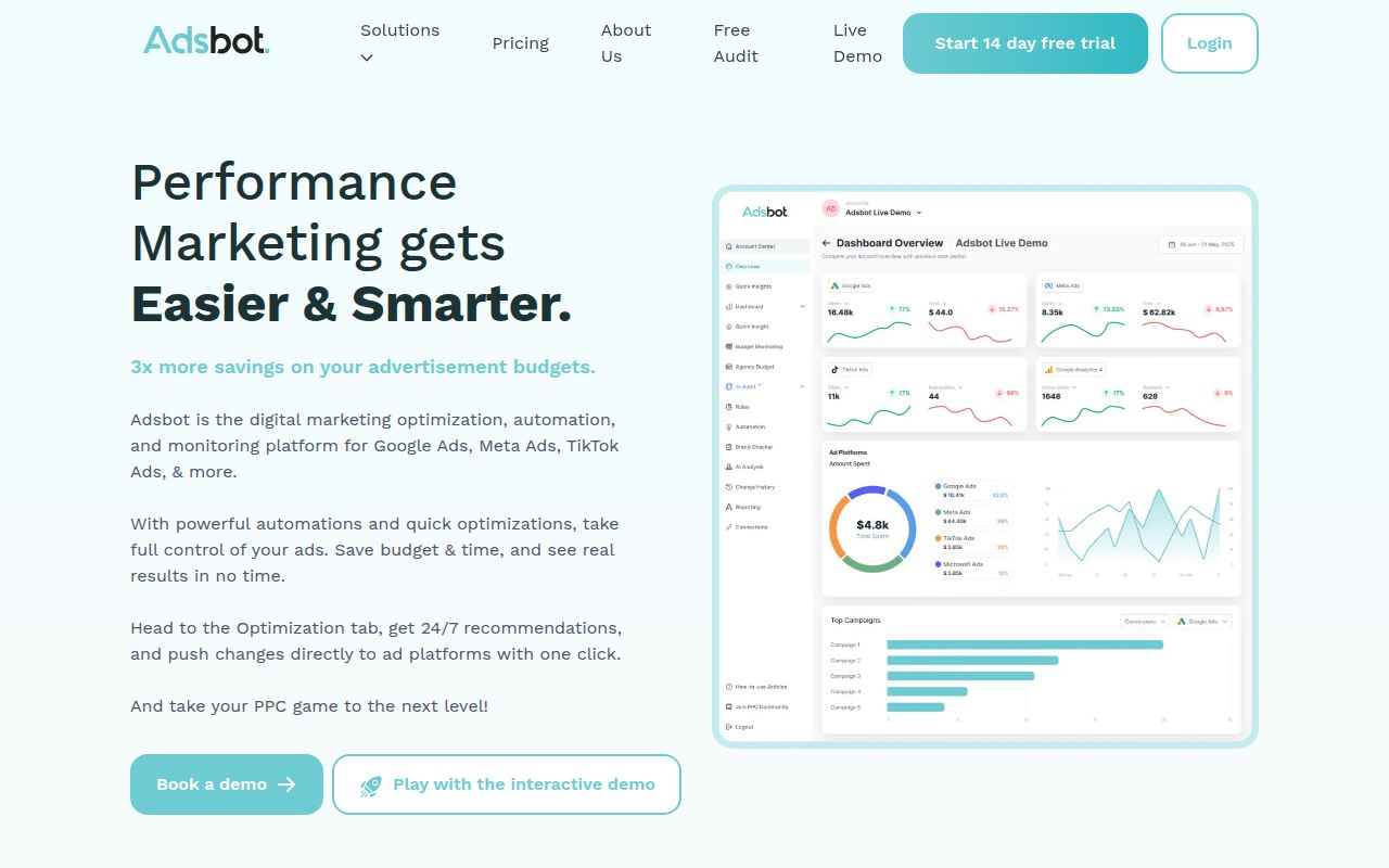 Adsbot homepage screenshot
