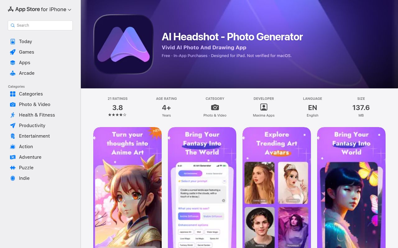 Anime AI Art homepage screenshot