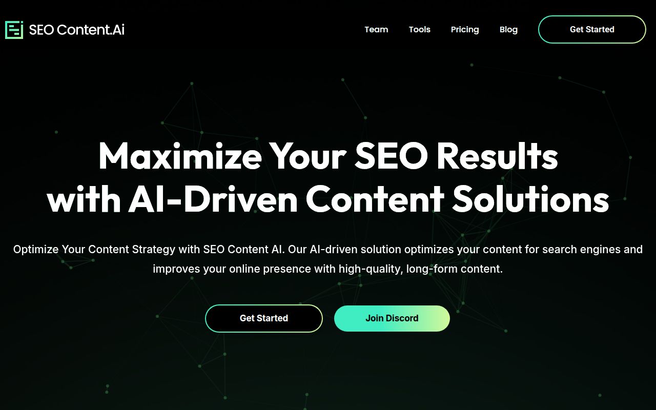 SEO Content AI homepage screenshot