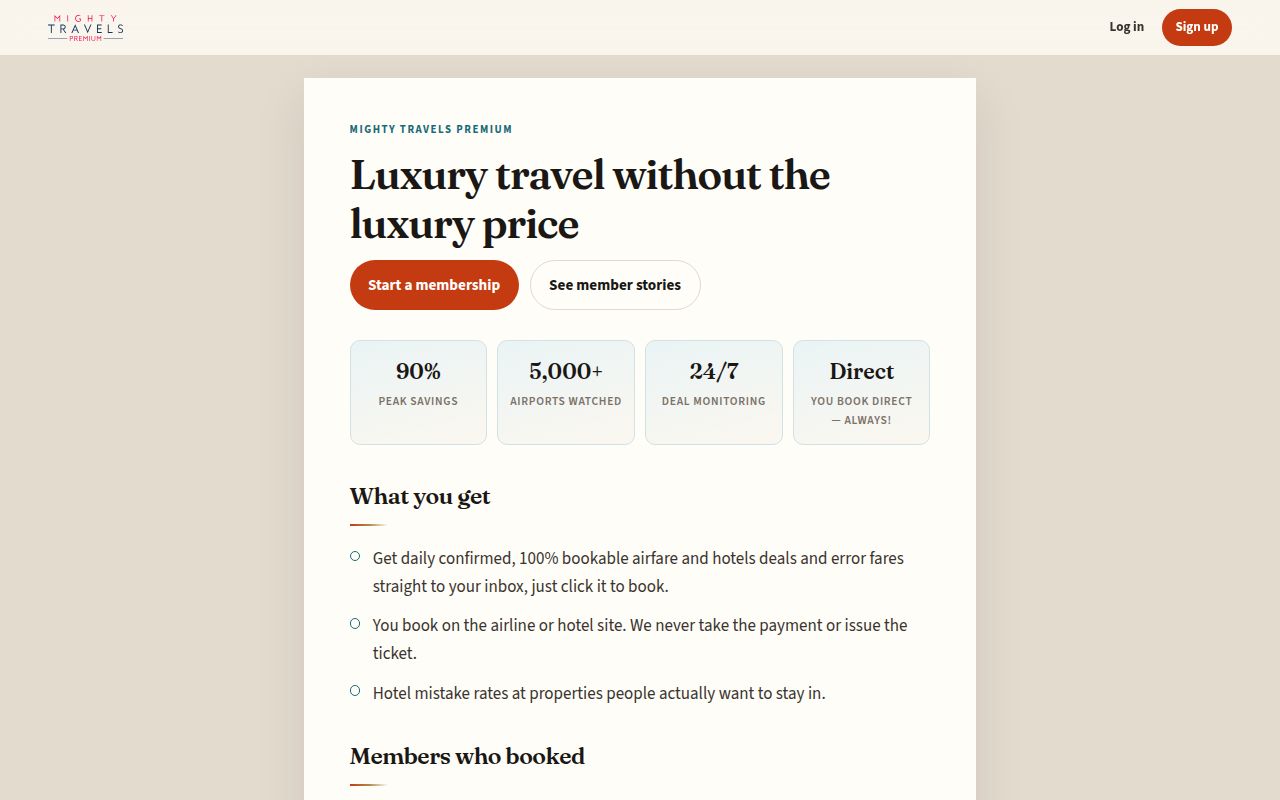 Mighty Travels homepage screenshot