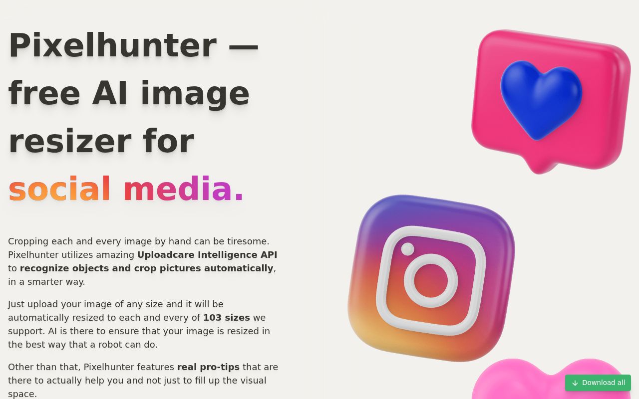 Pixelhunter homepage screenshot