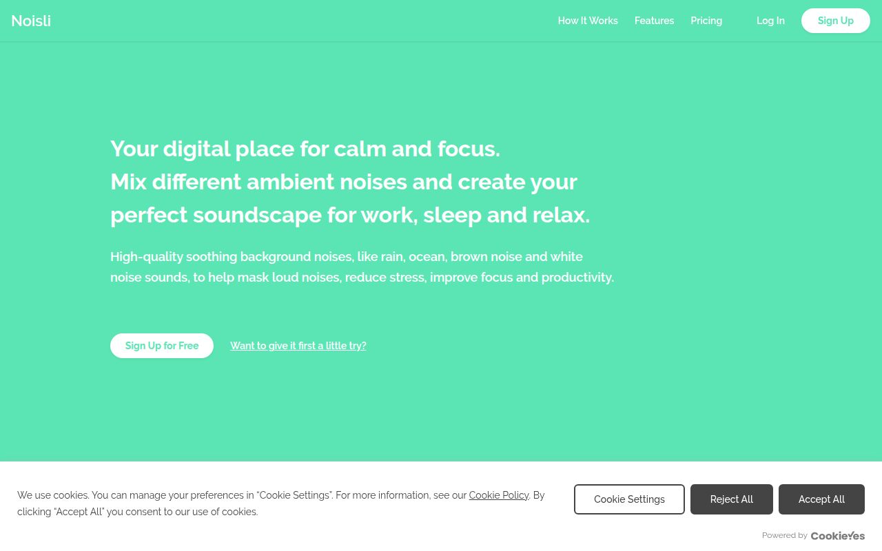 Noisli homepage screenshot