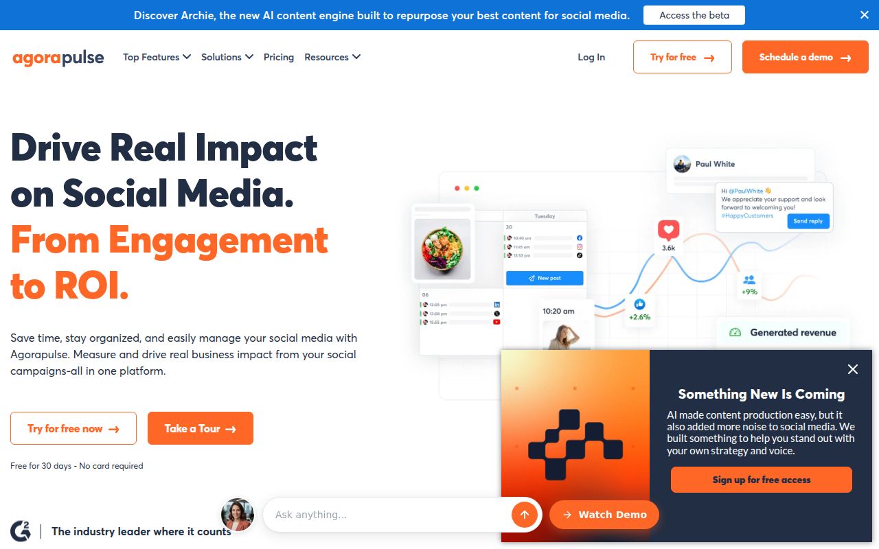 Agorapulse homepage screenshot