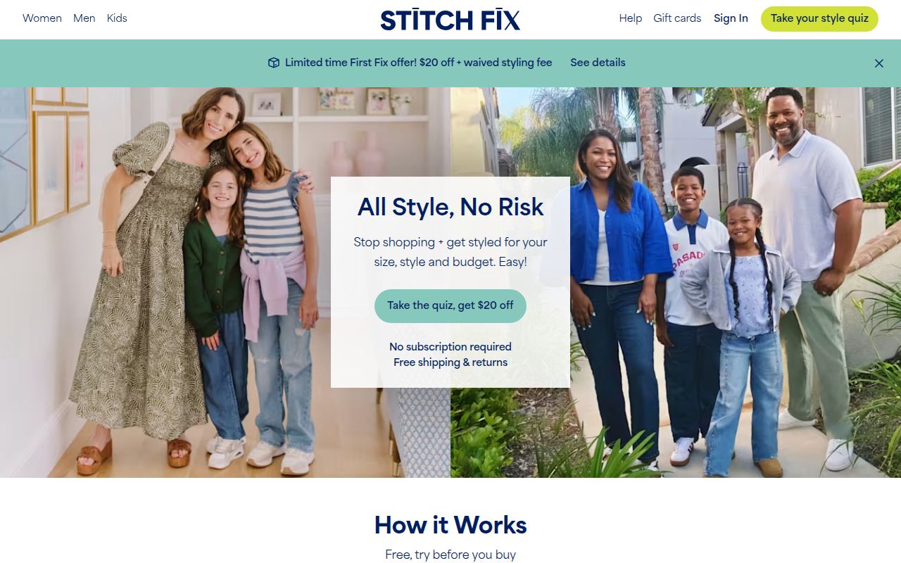 StitchFix homepage