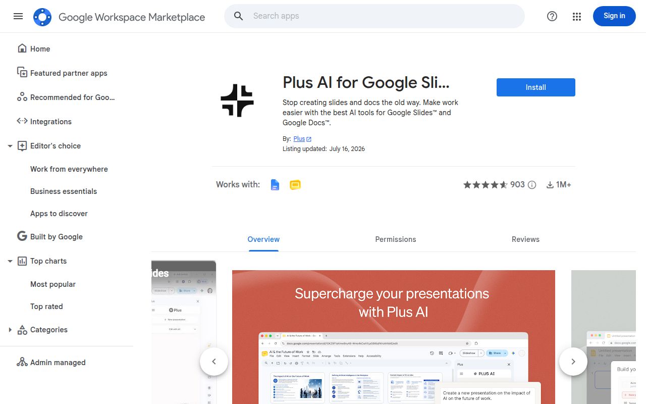 Plus AI homepage screenshot
